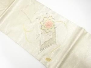 短冊に華紋　刺繍　名古屋帯